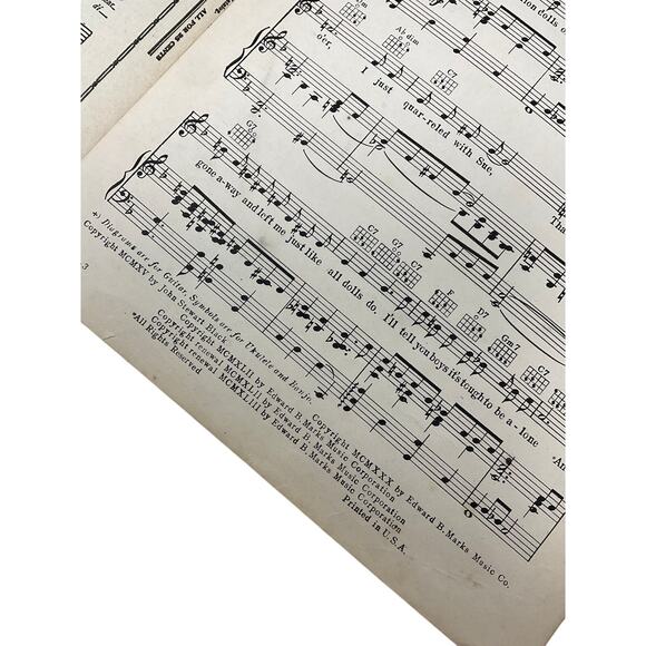 Paper Doll Sheet Music 1943 Johnny Black Mill Bros - Picture 4 of 5